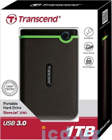 Compact USB External Mobile Hard Drive 2,5" 1000 Gb USB 3.1 Transcend StoreJet 25M3 (противоударный, резиновая оболочка)  	