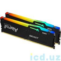 DDR5 8Gb  5200МГц  PC5-41600 Kingston Fury Beast RGB с радиаторами  (LED подсветка)  (original) 	